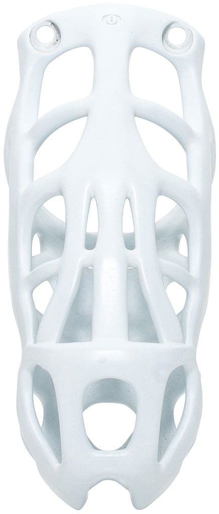 White Hera chastity cage in XXL size with a hexlock system.