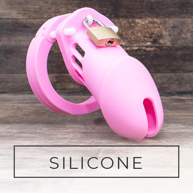 Pink silicone chastity device