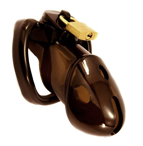 Black Holy Trainer V1 with a brass padlock attached to a hole on the top of the cage.