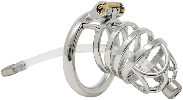 JTS S202 XL chastity device with a urethral tube and circular ring
