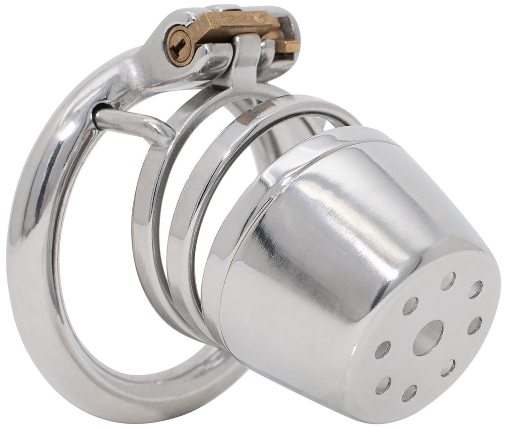 Steel JTS S217 large male chastity device with a circular ring