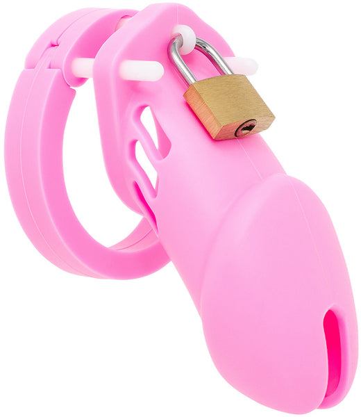 Pink HoD600 silicone chastity device.