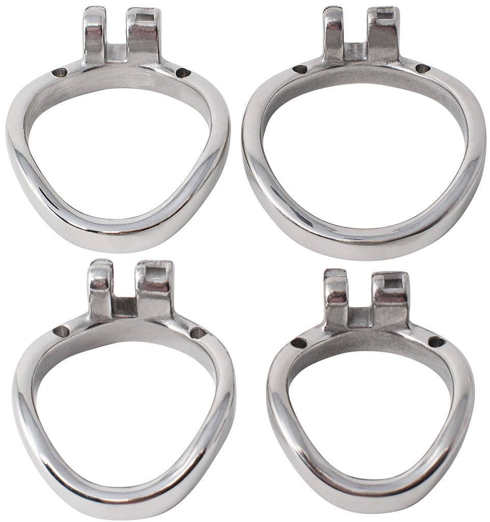 Range of stainless steel S200 curved chastity device back rings.