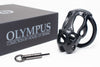 Black Hera chastity device with hexlock pendant key and Olympus storage box.