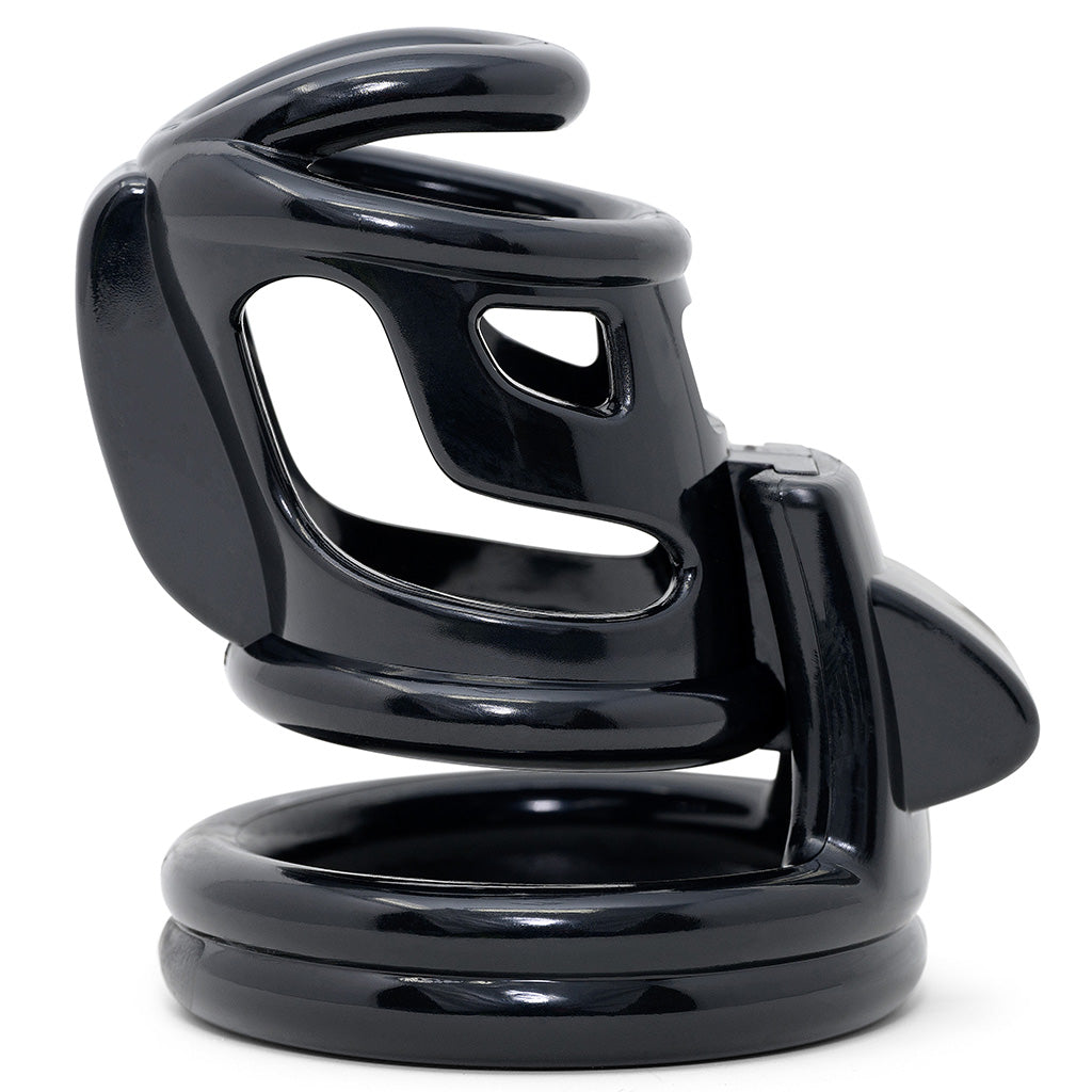 Side view of the black HoD227 cage showing the shaped air vents.
