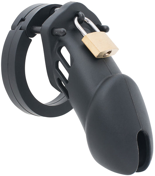 Black HoD600 silicone male chastity device.