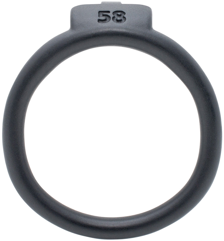 Black Olympus 3D printed 58mm chastity back ring with a barrel lock system.