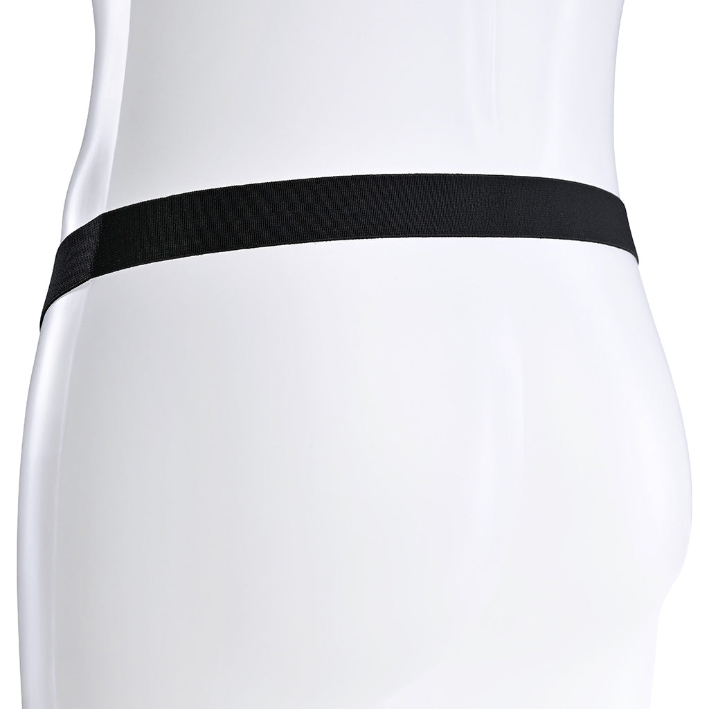 The rear of the strap with a single black elastic band.