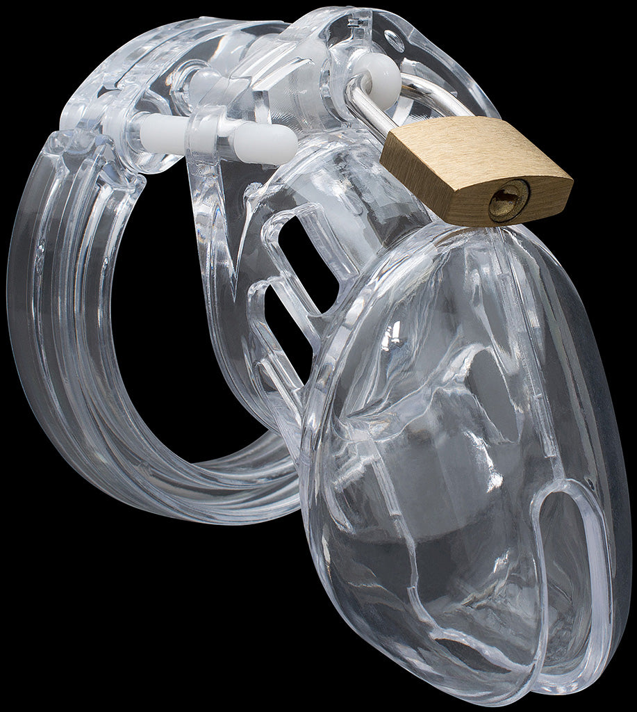 Clear HoD600S small male chastity device.