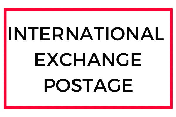 International exchange postage inside a red border.