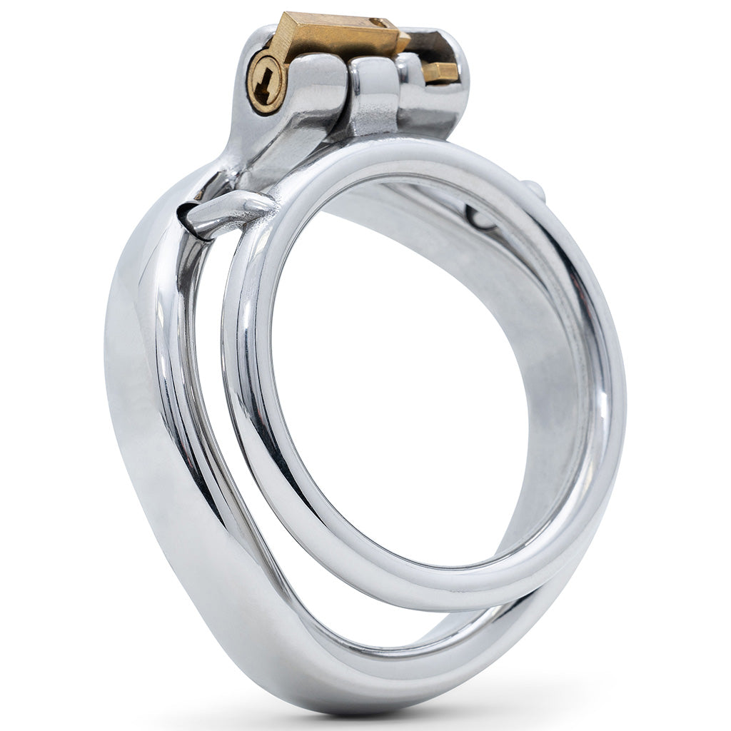 JTS S230 stainless steel circular cock ring with a curved back ring.