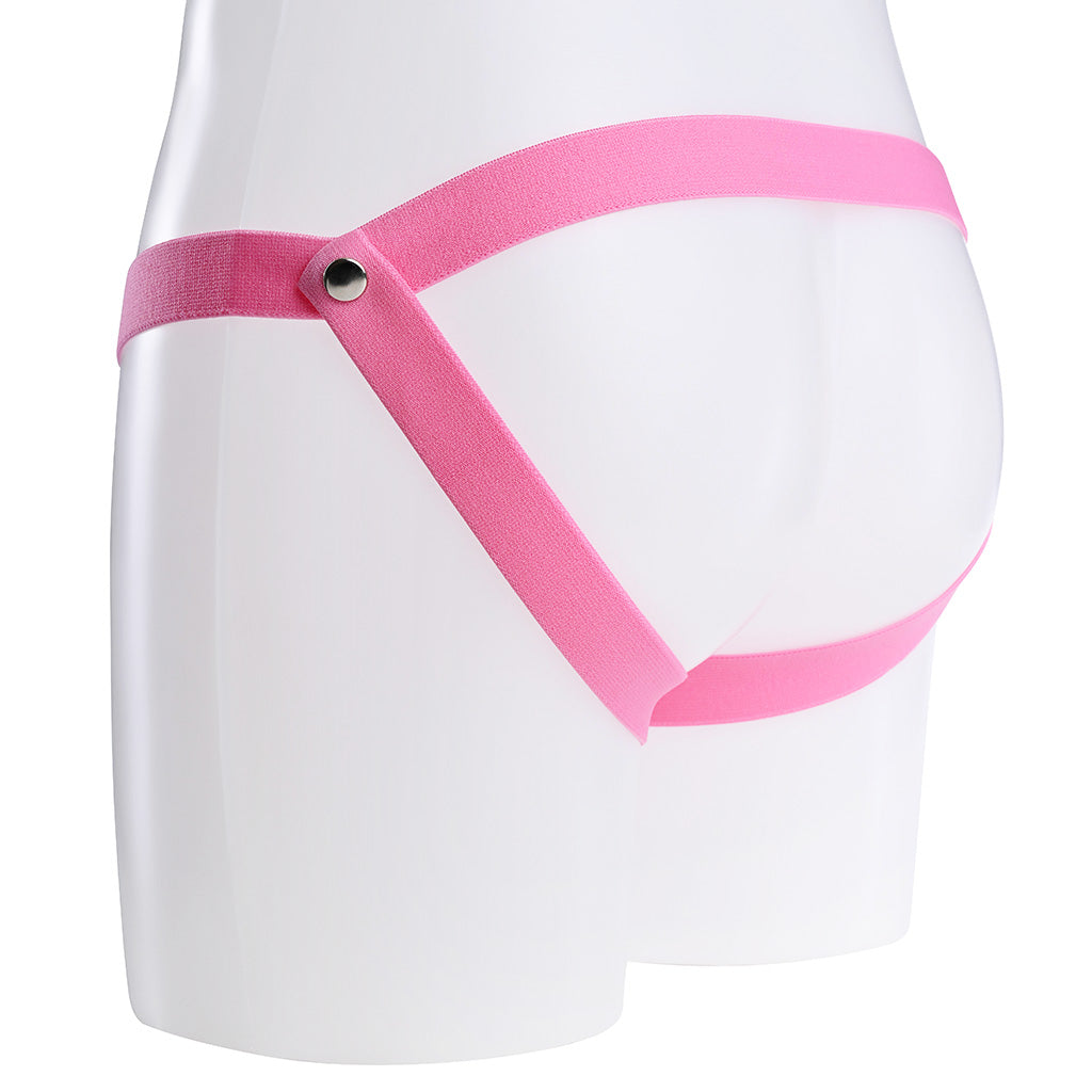 Jockstrap style rear of the pink bands.