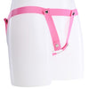 V shaped pink elastic belt design with multiple popper buttons.