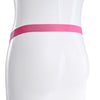 The rear of the strap with a single pink elastic band.