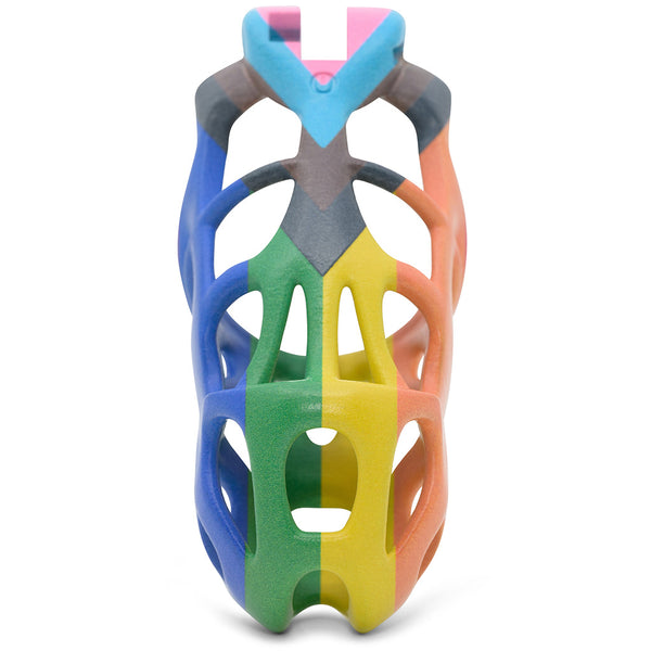 The front of a pride Hera barrel lock cage in XL size.