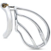 Side view of the standard size S171 cage kit with attached hinged back ring and brass barrel lock.