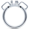 Stainless steel circular ring with strap handles and a 55mm internal diameter on a white background.