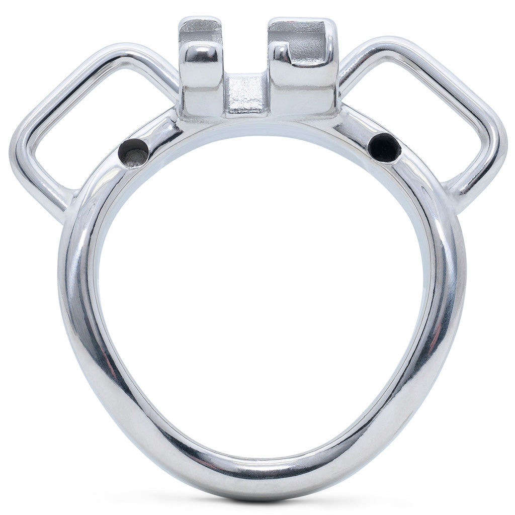 Stainless steel curved ring with strap handles and a 45mm internal diameter on a white background.