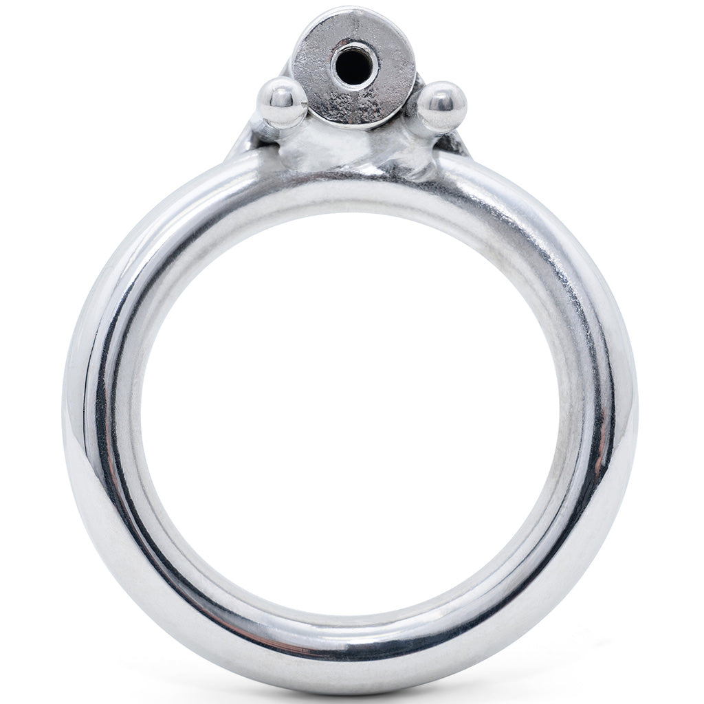 A polished silver steel 40mm O-shaped back ring with a threaded screw-on cap at the top, shown on a clean white background.