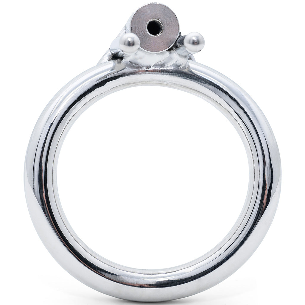 A polished silver steel 45mm O-shaped back ring with a threaded screw-on cap at the top, shown on a clean white background.