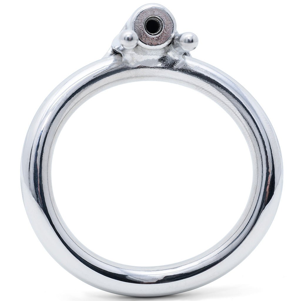 A polished silver steel 50mm O-shaped back ring with a threaded screw-on cap at the top, shown on a clean white background.