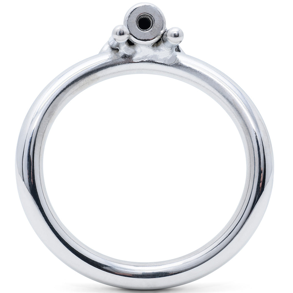 A polished silver steel 55mm O-shaped back ring with a threaded screw-on cap at the top, shown on a clean white background.