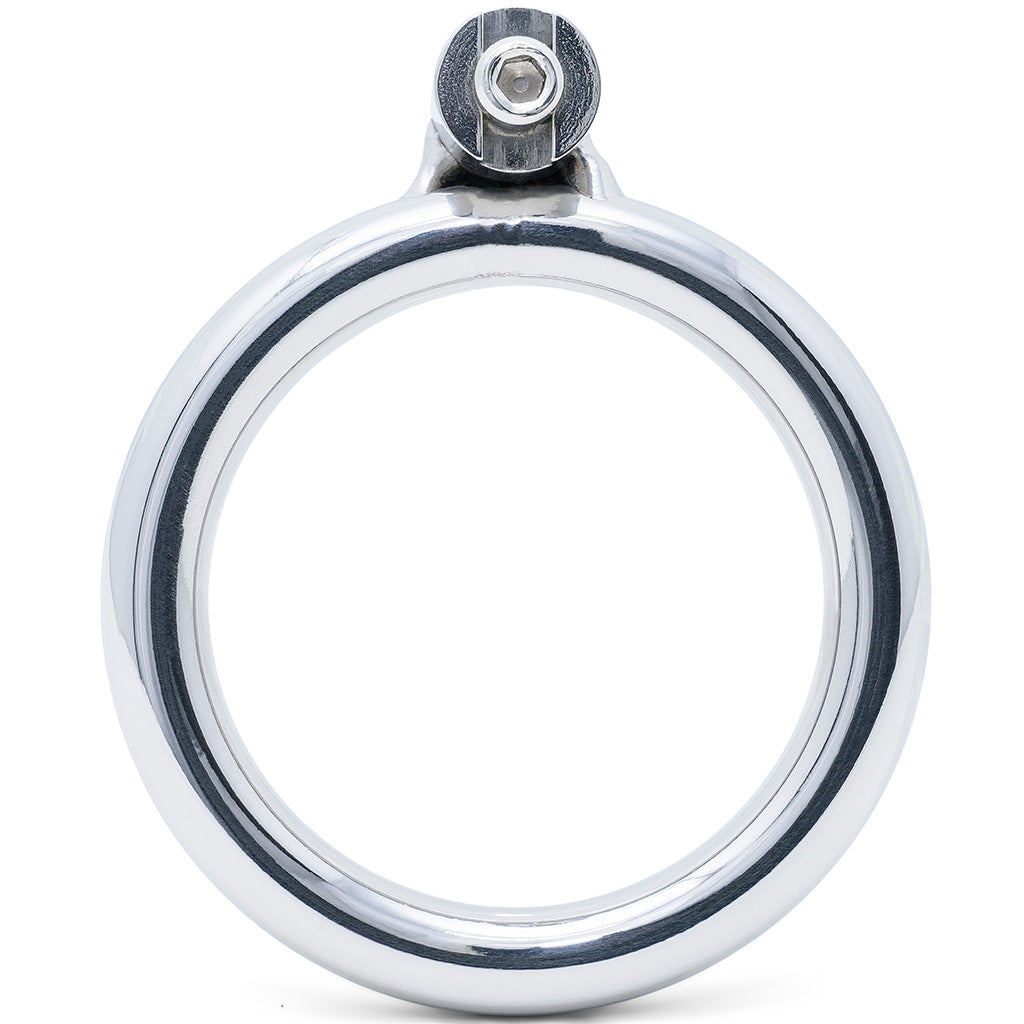 A polished metal back ring with a circular body, a 45mm internal diameter and a threaded mounting post at the top, shown on a plain white background.