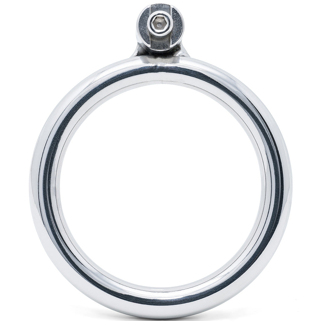 A polished metal back ring with a circular body, a 50mm internal diameter and a threaded mounting post at the top, shown on a plain white background.