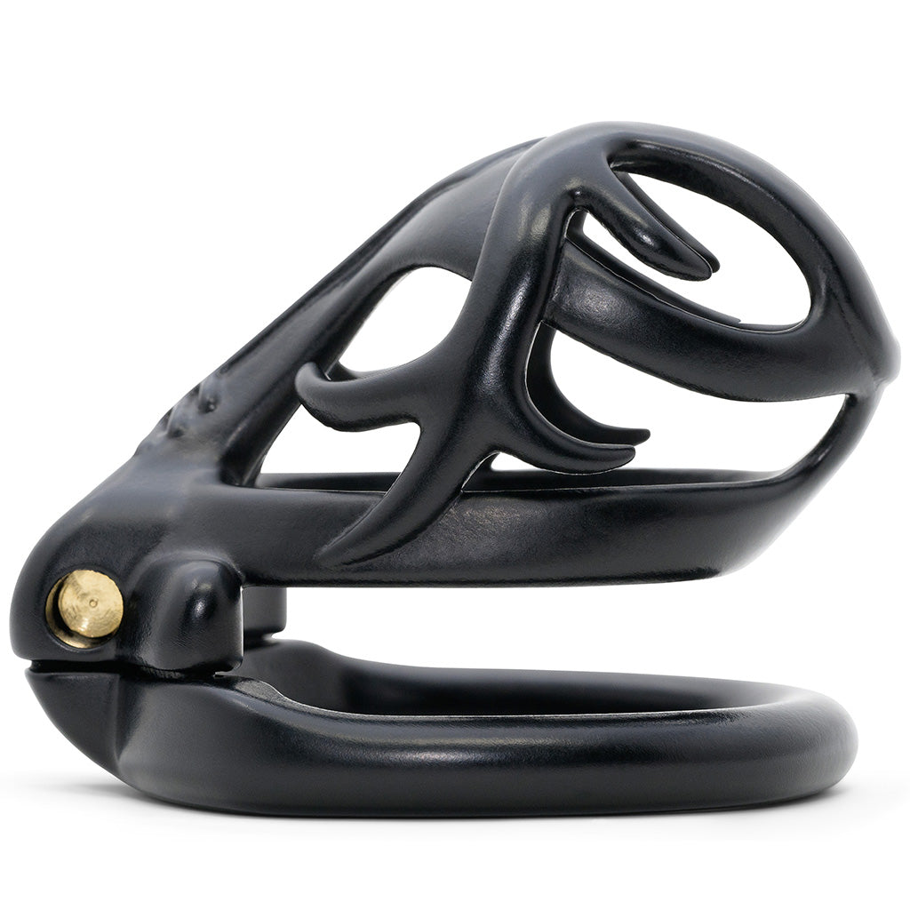 Side of the black Orion cage kit showing multiple antlers around the tube.