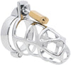 Steel HoD300 male chastity device with a 45mm hinged back ring.