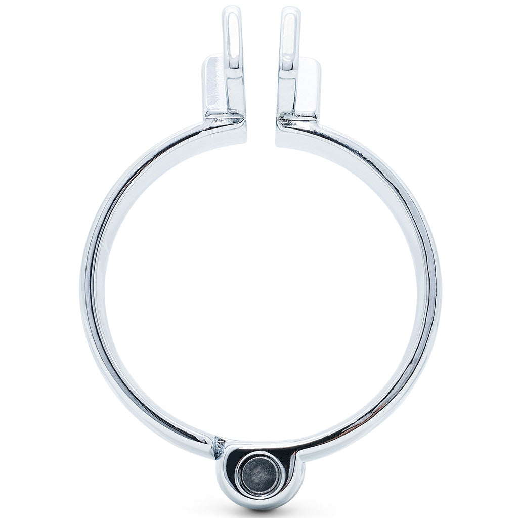 A polished metal circular ring in 50mm size with a hinged at the base, shown on a clean white background.