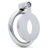 A polished stainless steel cage with a cats eye opening on the front and a top mounting screw lock system, shown on a clean white background.