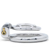 A polished steel cage kit with a gold-coloured lock on the side, shown on a clean white background.