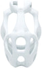 White Hera chastity cage in medium size with a barrel lock system.