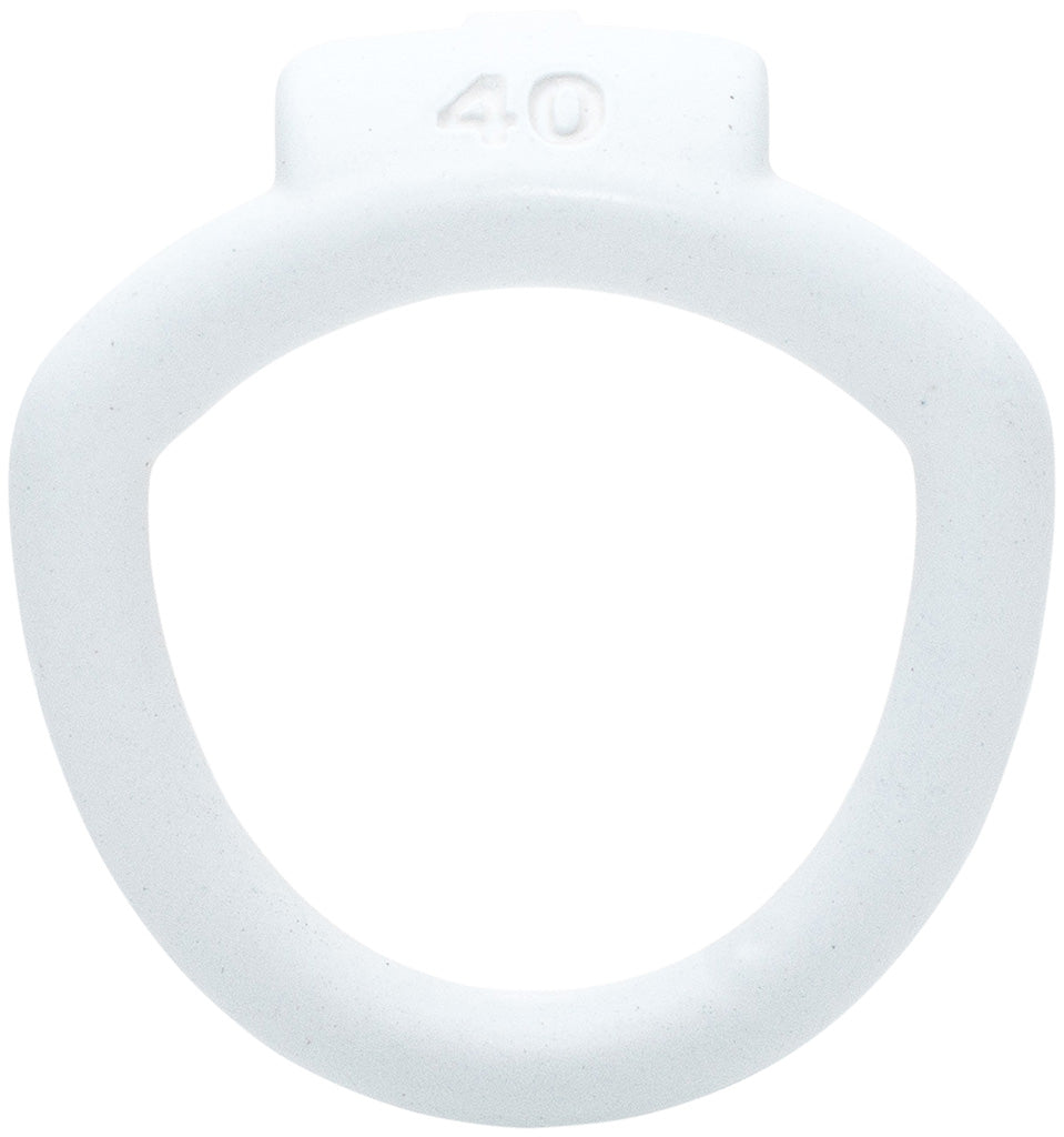 White Olympus 3D printed 40mm chastity back ring with a barrel lock system.
