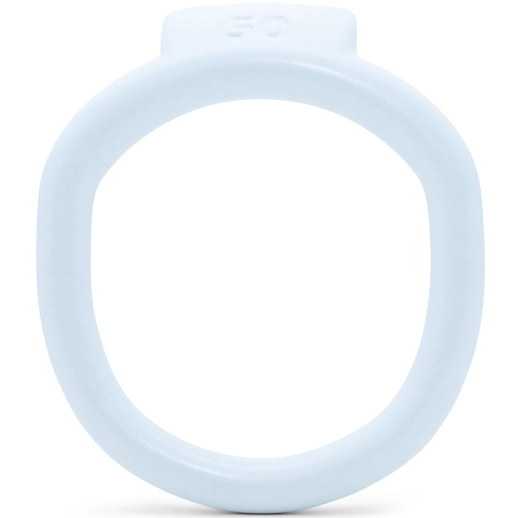 White Olympus 3D printed 50mm chastity back ring with a barrel lock system.