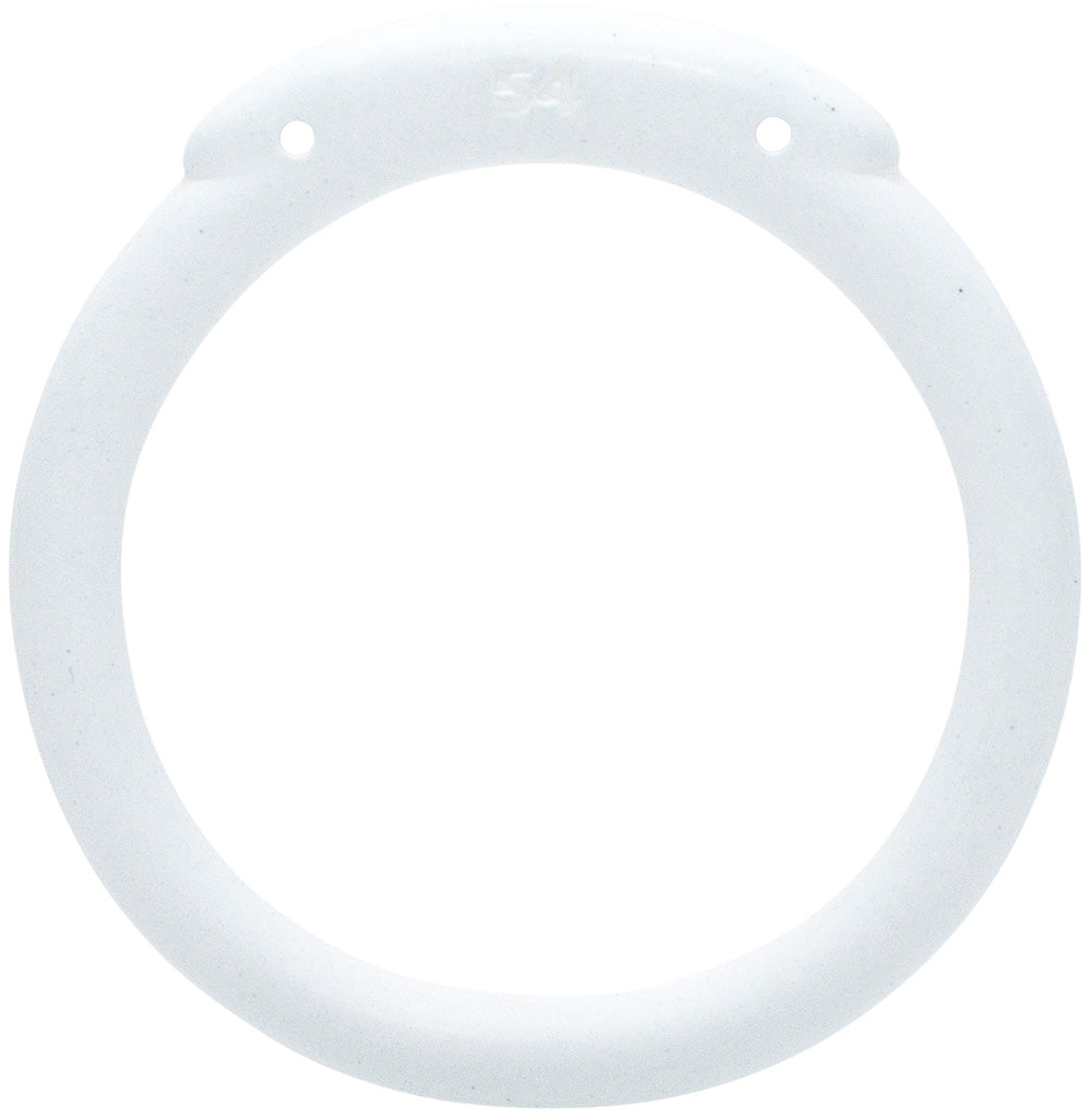 White Olympus 3D printed 54mm chastity back ring with a hexlock system.
