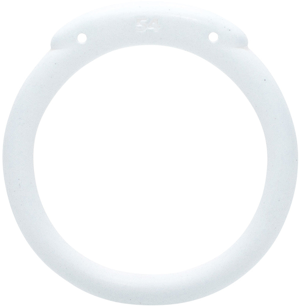 White Olympus 3D printed 54mm chastity back ring with a hexlock system.