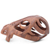 Side angle of the wood effect Orion cage showing the shape of the side horns.