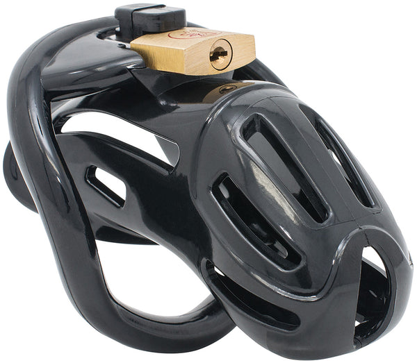 Black HoD370 male chastity cage.