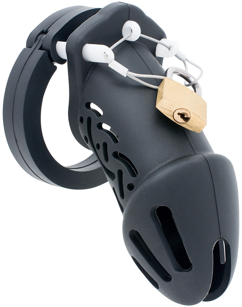 Black HoD601 silicone chastity cage with a padlock.