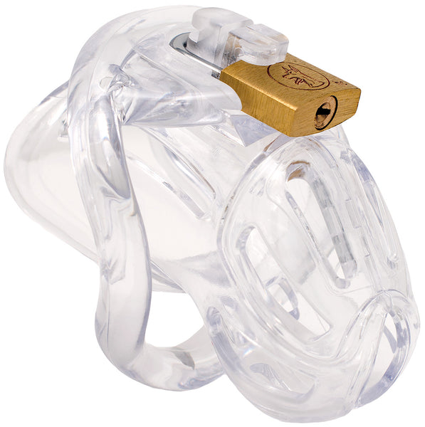 Clear small HoD370S male chastity cage.