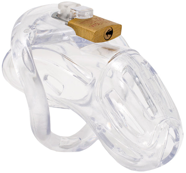 Clear HoD370 male chastity cage.