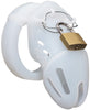 Clear HoD601S small silicone chastity cage with a padlock.