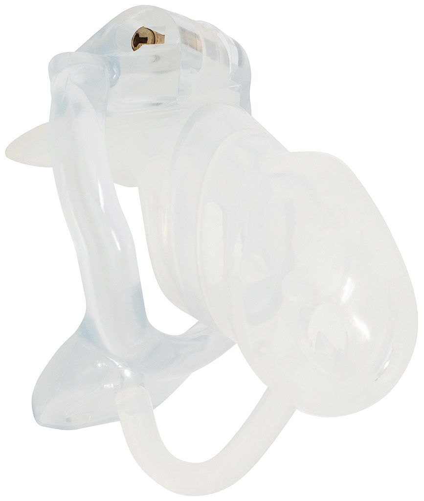 Small clear Holy Trainer v2 extreme male chastity device
