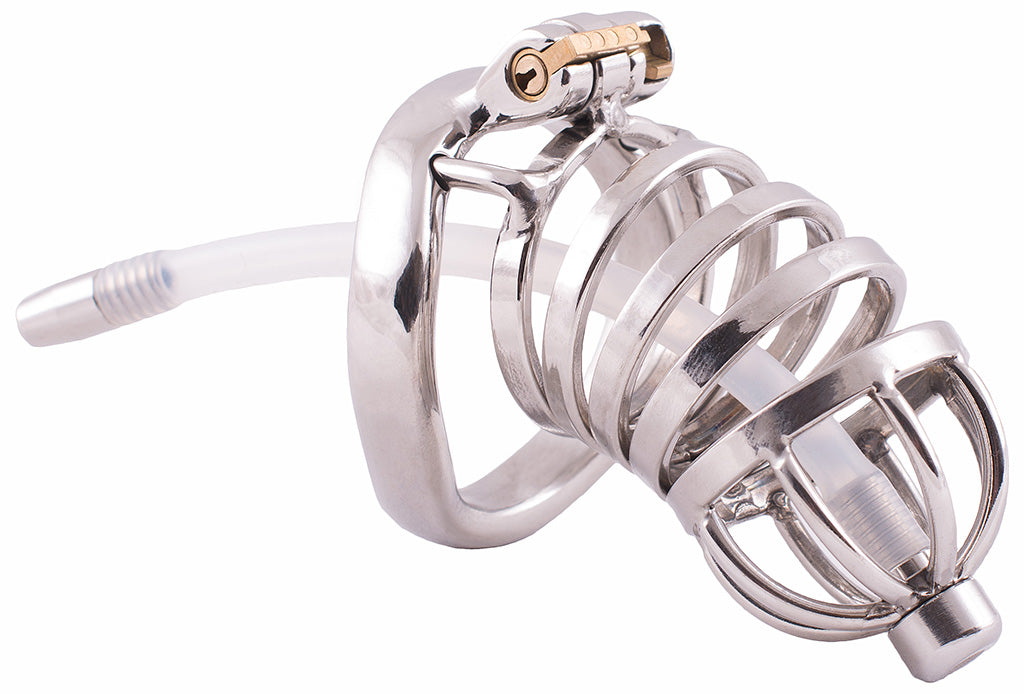 Steel HoD S80 male chastity device with urethral tube
