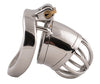 Side view of the small S87 cage kit with a shiny solid tube and curved bars making up the head section. The cage is attached to a curved back ring.