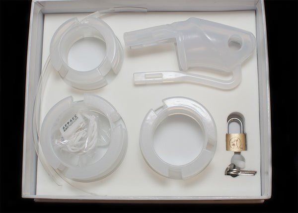 Clear HoD100 silicone male chastity device