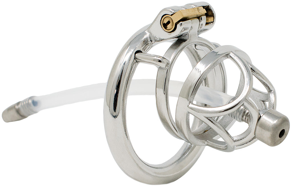 JTS S202 medium chastity device with a urethral tube and circular ring