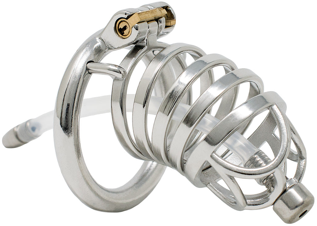 JTS S202 XXL chastity device with a urethral tube and circular ring